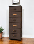 Brown Steel and Fabric Six Drawer Chest - 18-inch