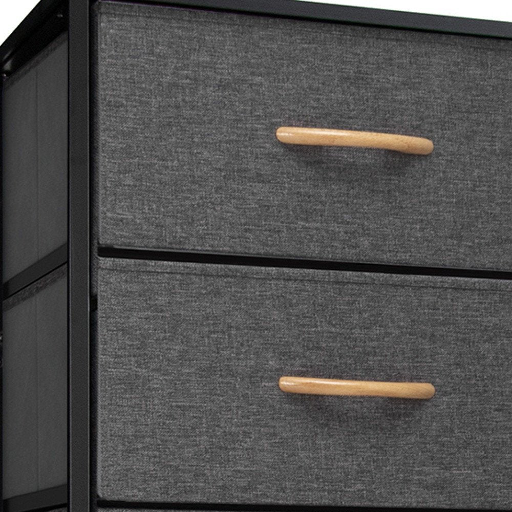 Set of Six 18 Black and Gray Fabric and Steel Six Drawer Dresser
