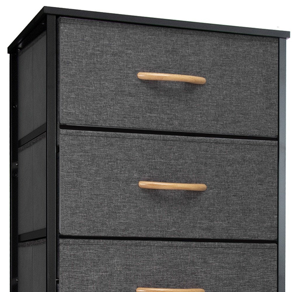 Set of Six 18 Black and Gray Fabric and Steel Six Drawer Dresser