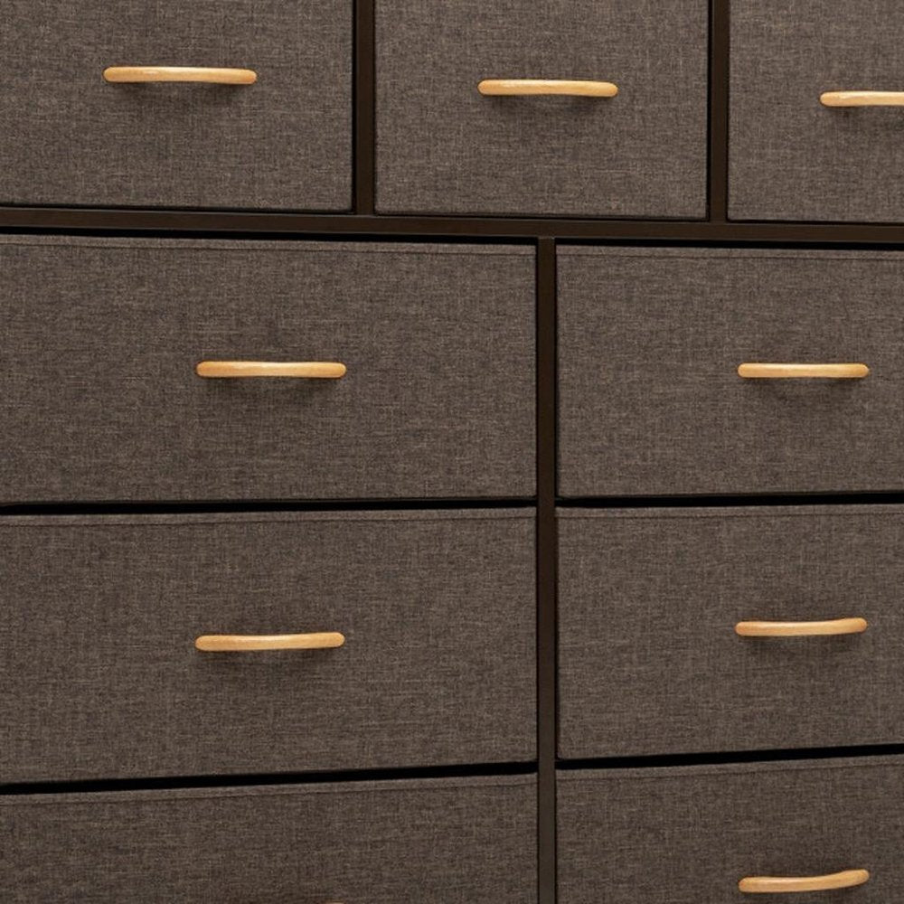 Brown Steel and Fabric Nine Drawer Triple Dresser - 39-inch
