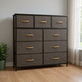 Brown Steel and Fabric Nine Drawer Triple Dresser - 39-inch