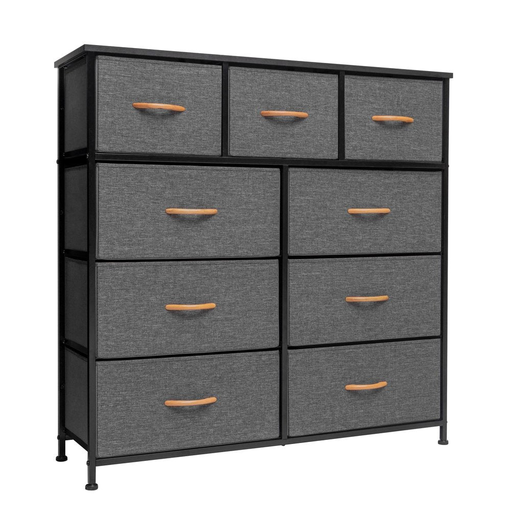 Brown Steel and Fabric Nine Drawer Triple Dresser - 39-inch