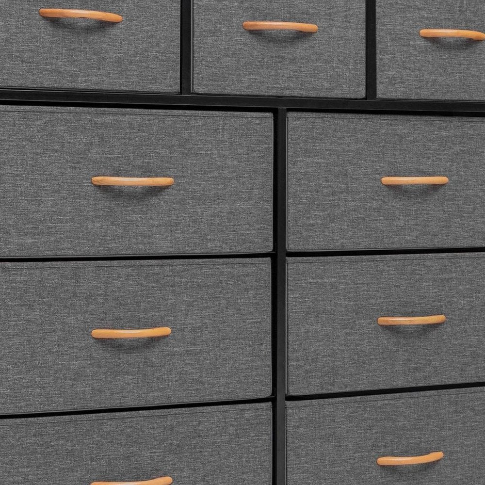 Brown Steel and Fabric Nine Drawer Triple Dresser - 39-inch