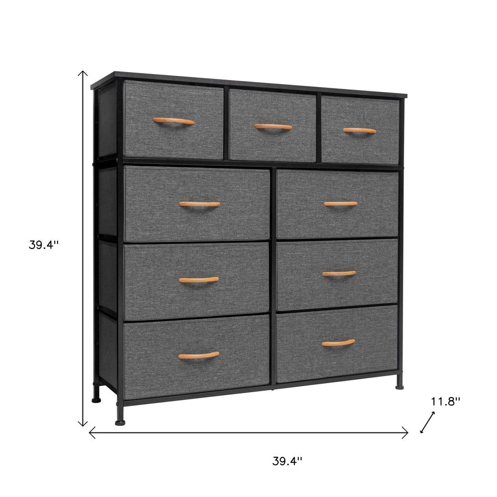 Brown Steel and Fabric Nine Drawer Triple Dresser - 39-inch