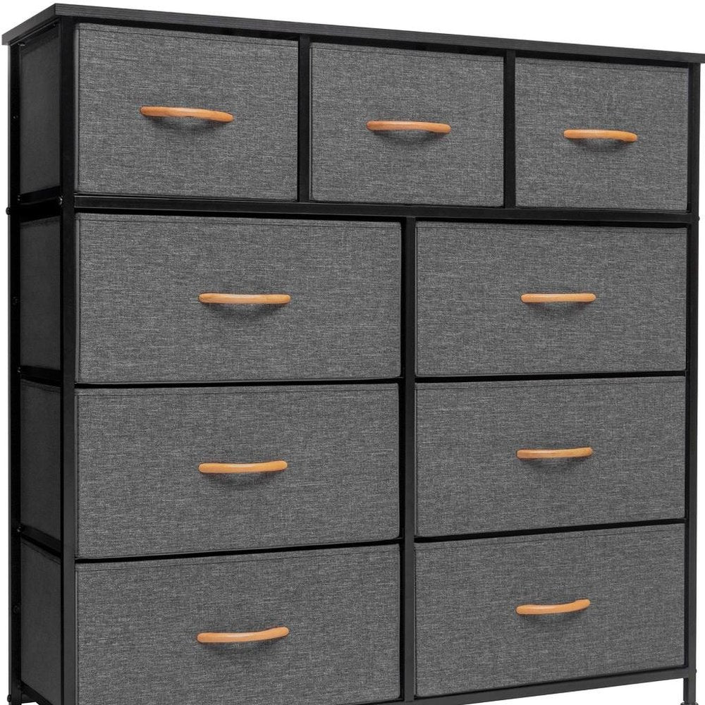 Brown Steel and Fabric Nine Drawer Triple Dresser - 39-inch