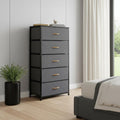 Gray and Black Steel and Fabric Five Drawer Chest - 23-inch