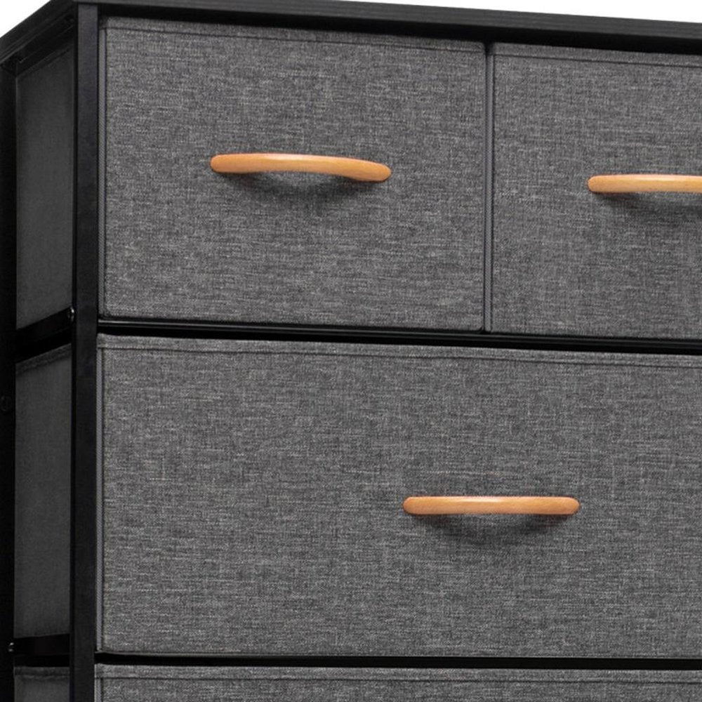 Gray and Black Steel and Fabric Six Drawer Chest - 23-inch