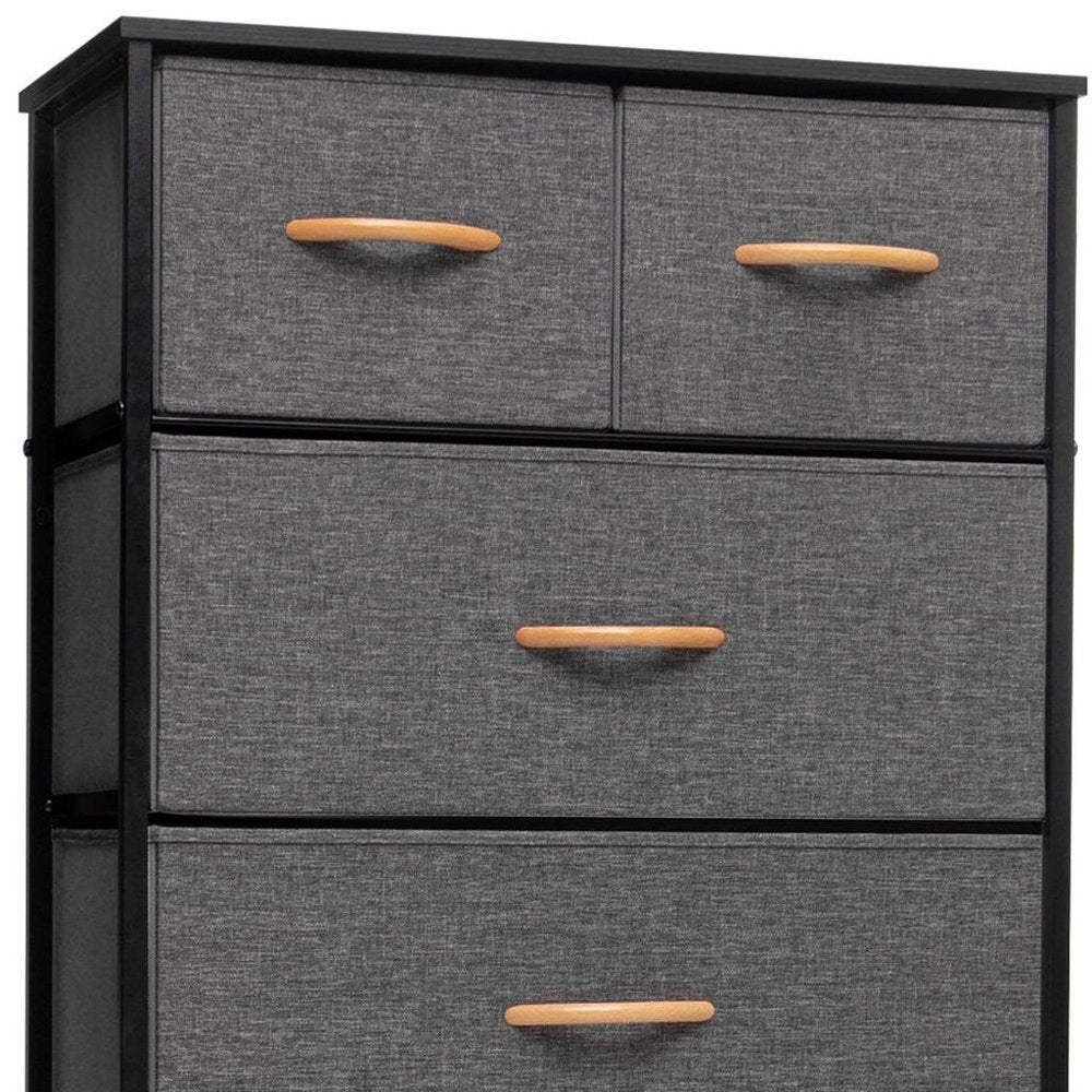 Gray and Black Steel and Fabric Six Drawer Chest - 23-inch
