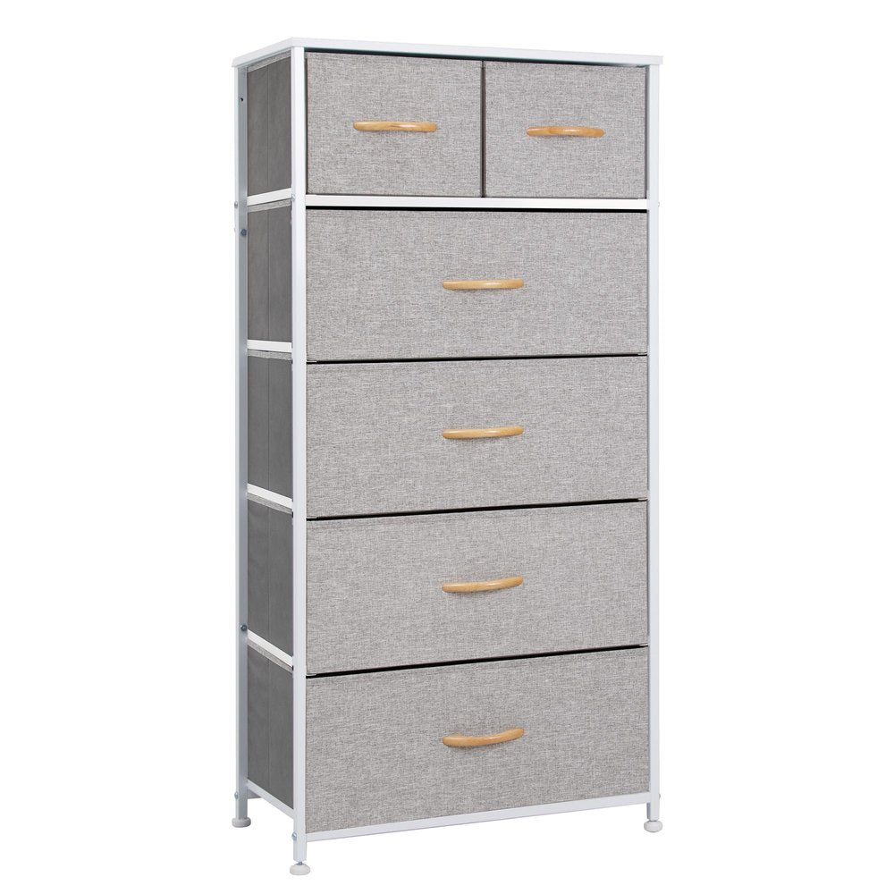 Gray and Black Steel and Fabric Six Drawer Chest - 23-inch