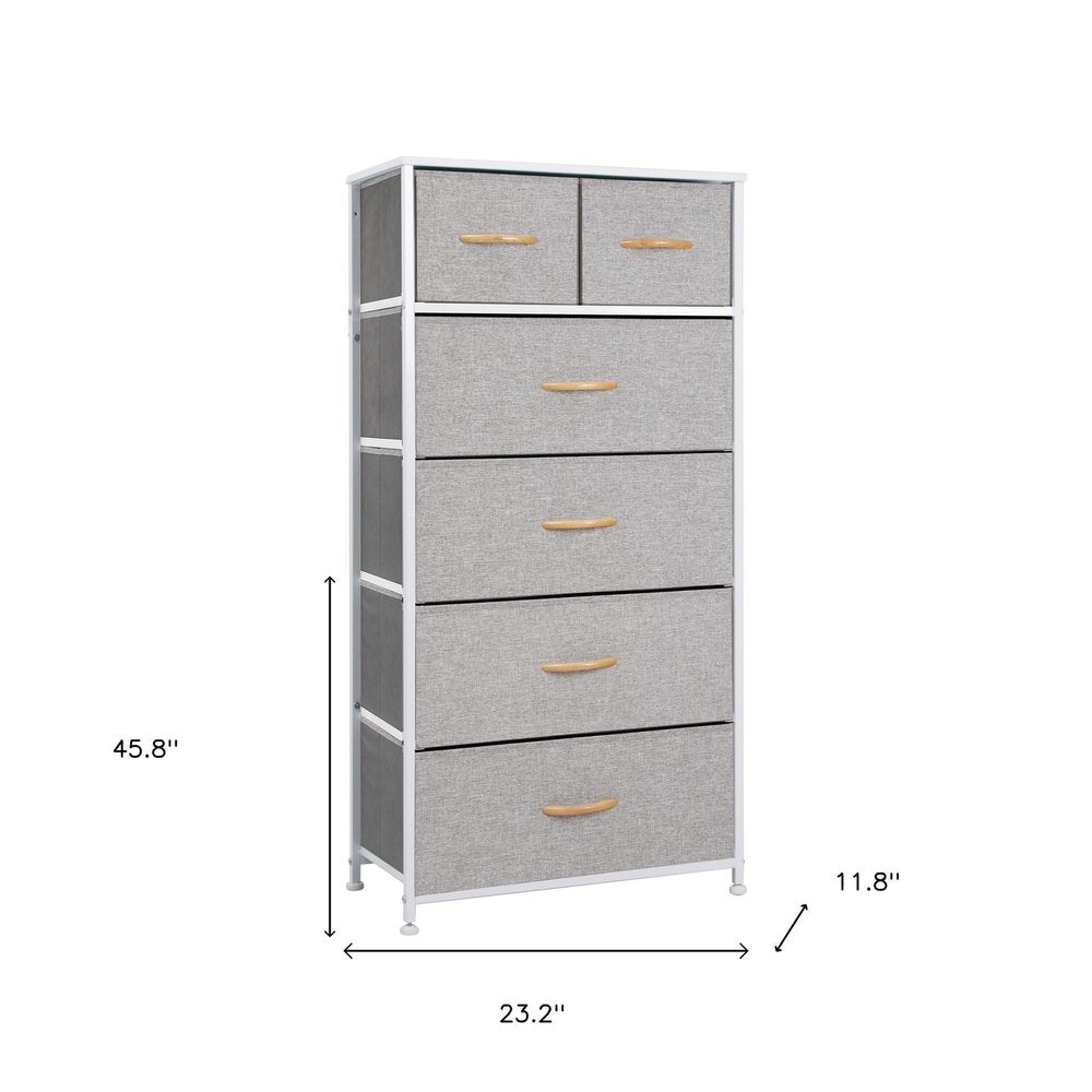 Gray and Black Steel and Fabric Six Drawer Chest - 23-inch