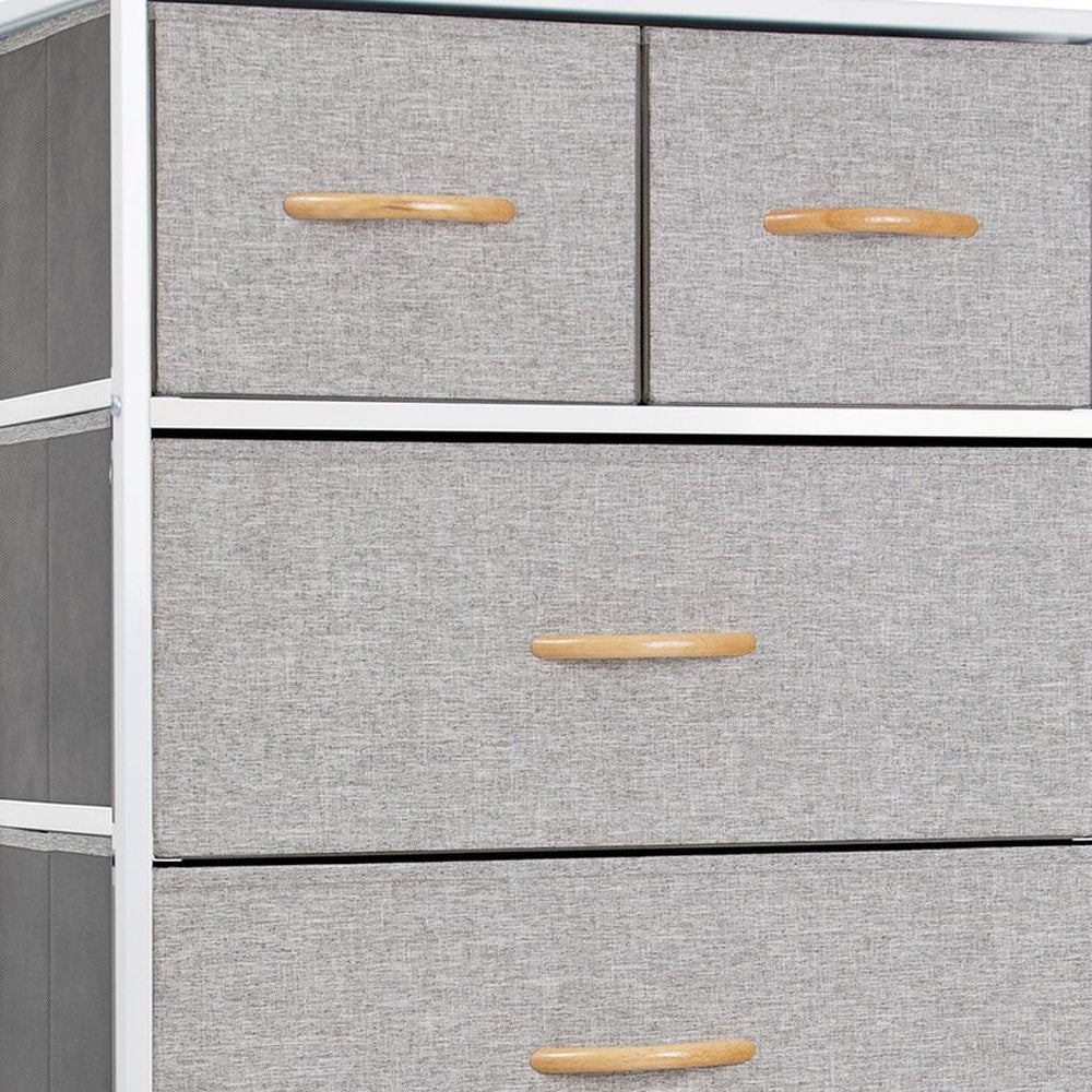 Gray and Black Steel and Fabric Six Drawer Chest - 23-inch