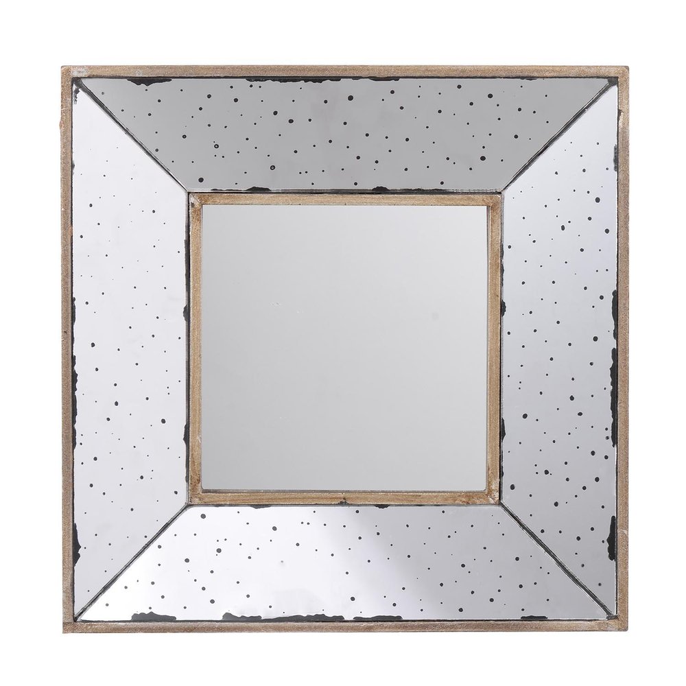 Square Wall Mounted Vintage Style Glass Frame Accent Mirror - 12-inch