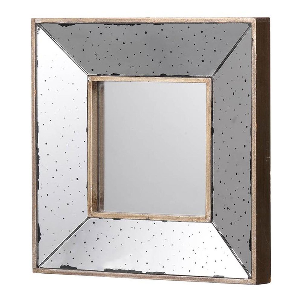 Square Wall Mounted Vintage Style Glass Frame Accent Mirror - 12-inch