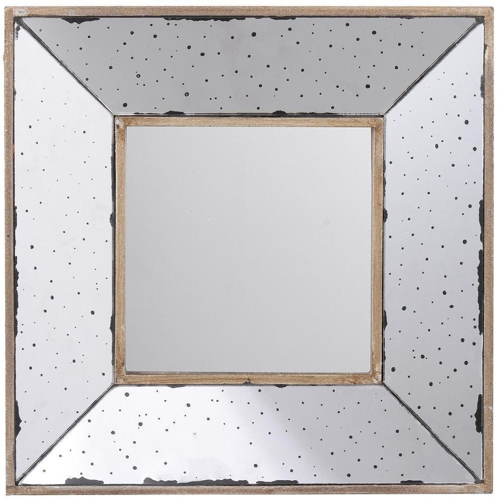 Square Wall Mounted Vintage Style Glass Frame Accent Mirror - 12-inch