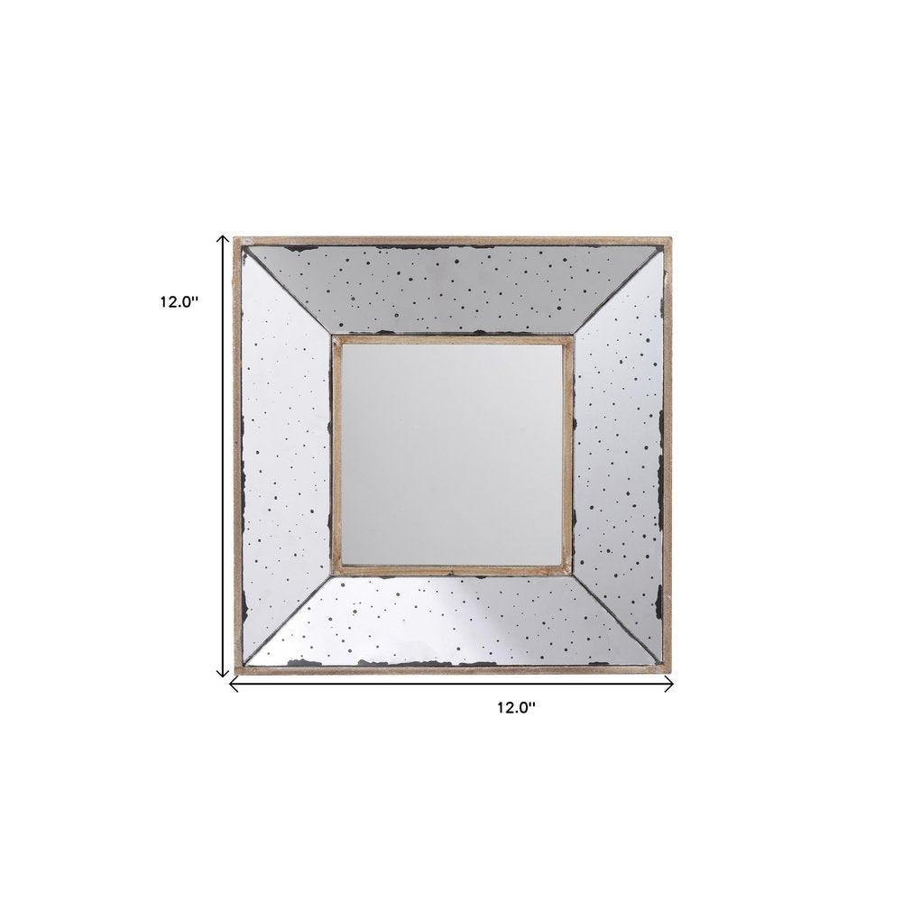 Square Wall Mounted Vintage Style Glass Frame Accent Mirror - 12-inch