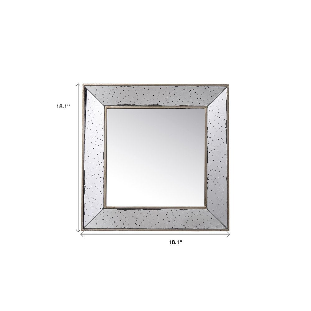 Brown Square Metal Framed Antiqued Glass Accent Mirror - 18-inch
