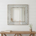 Brown Square Metal Framed Antiqued Glass Accent Mirror - 18-inch