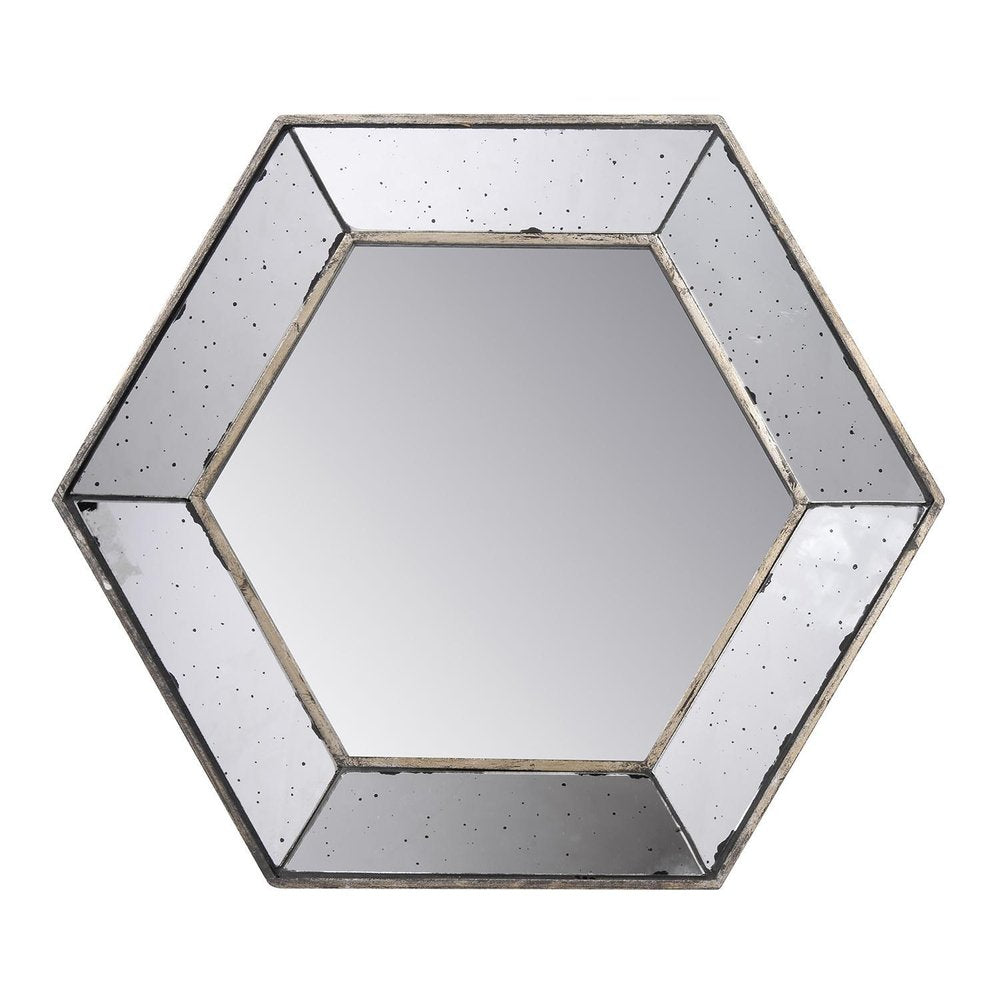 Hexagon Wall Mounted Vintage Style Glass Frame Accent Mirror - 18-inch