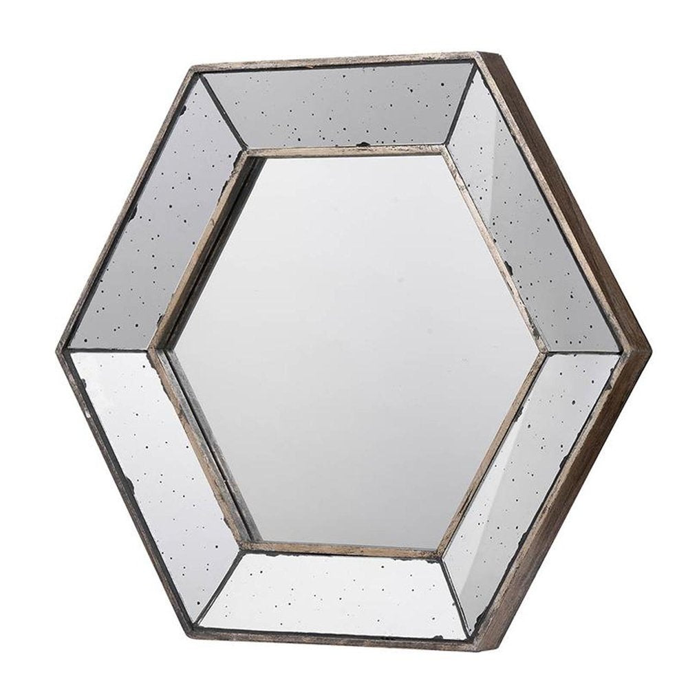 Hexagon Wall Mounted Vintage Style Glass Frame Accent Mirror - 18-inch