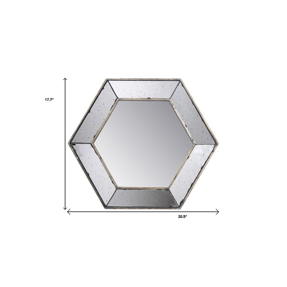 Hexagon Wall Mounted Vintage Style Glass Frame Accent Mirror - 18-inch
