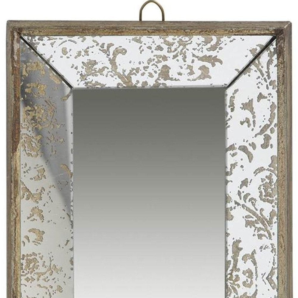 Silver Metal Framed Antiqued Glass Accent Mirror - 12-inch