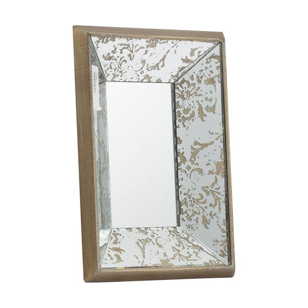 Silver Metal Framed Antiqued Glass Accent Mirror - 12-inch