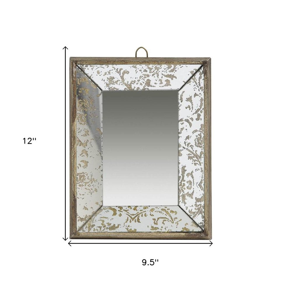 Silver Metal Framed Antiqued Glass Accent Mirror - 12-inch
