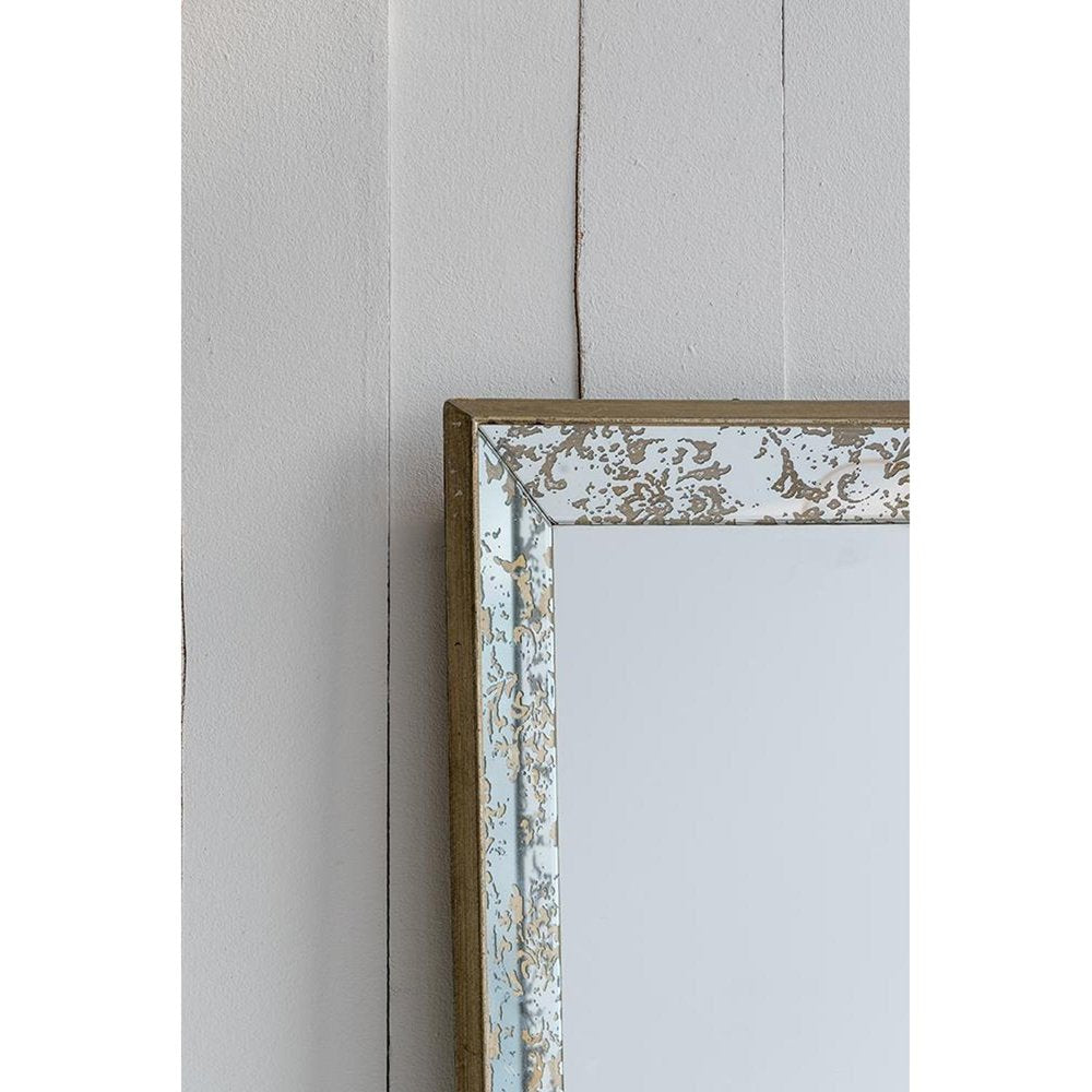 Silver Metal Framed Antiqued Glass Accent Mirror - 12-inch