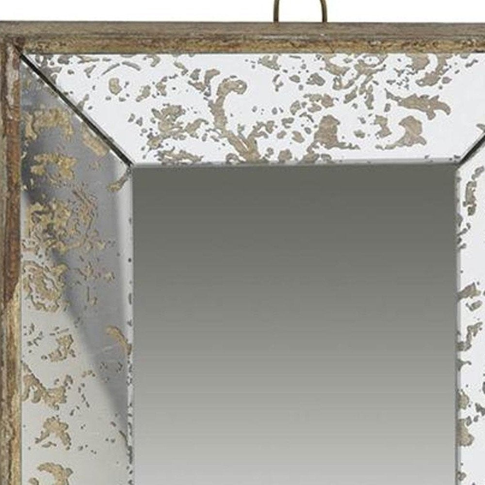 Silver Metal Framed Antiqued Glass Accent Mirror - 12-inch