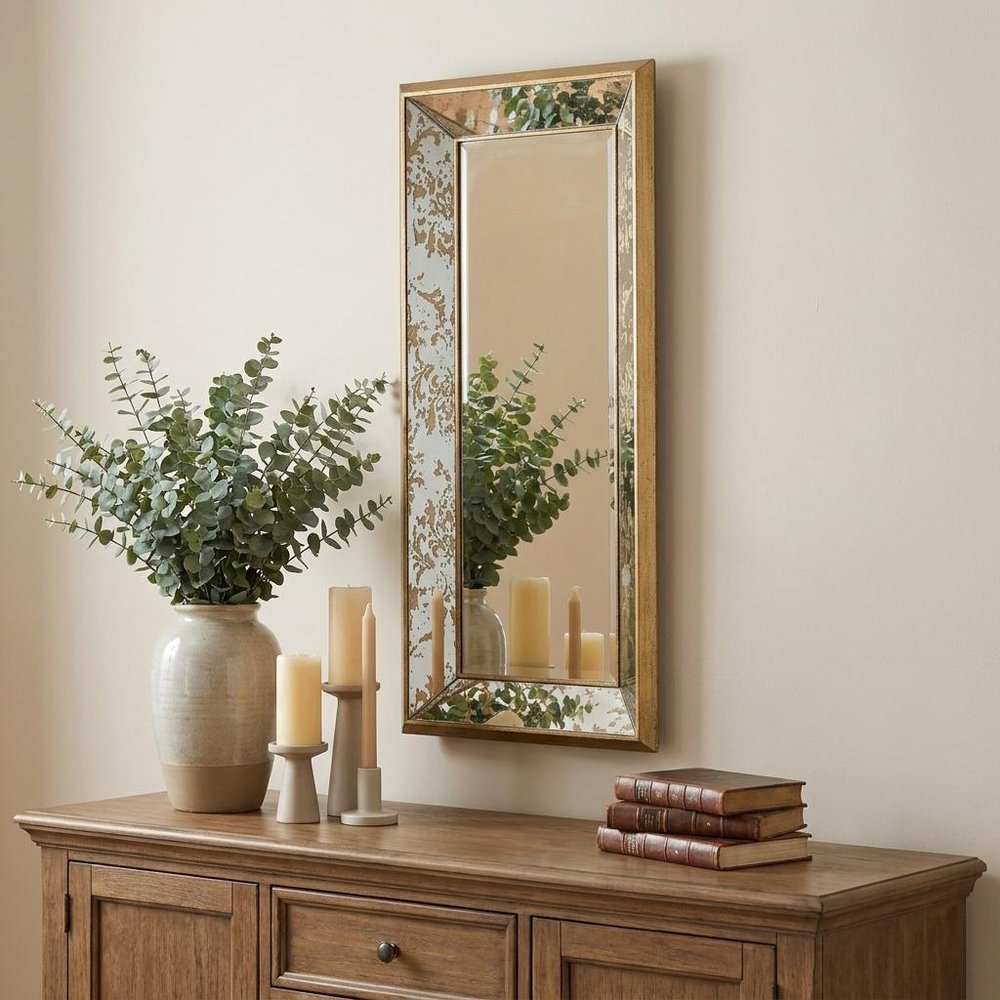 Silver Glass Framed Accent Mirror - 20-inch