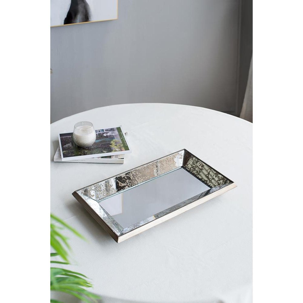 Silver Glass Framed Accent Mirror - 24-inch