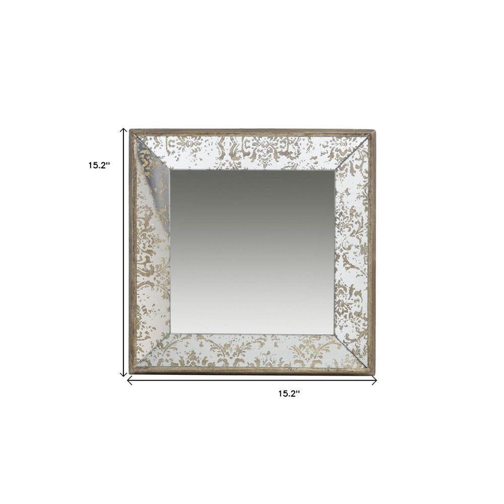 Square Vintage Style Wall Mounted Accent Mirror - 15-inch