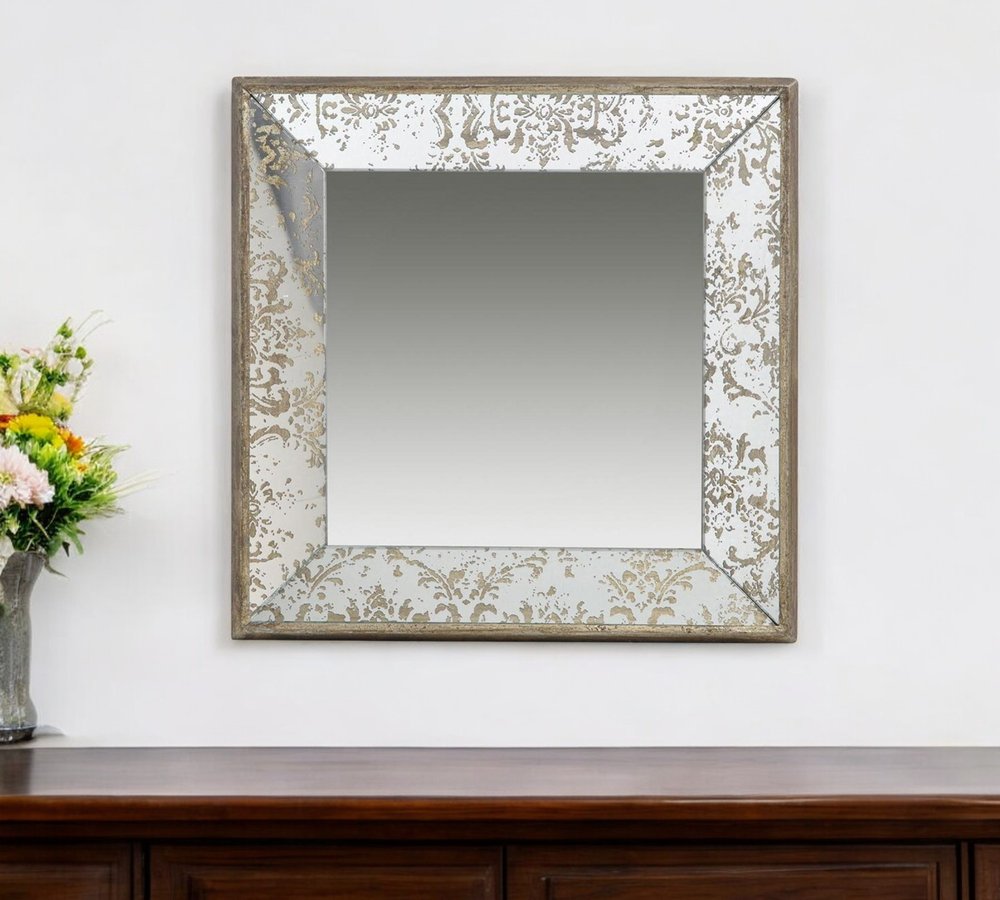 Square Vintage Style Wall Mounted Accent Mirror - 15-inch