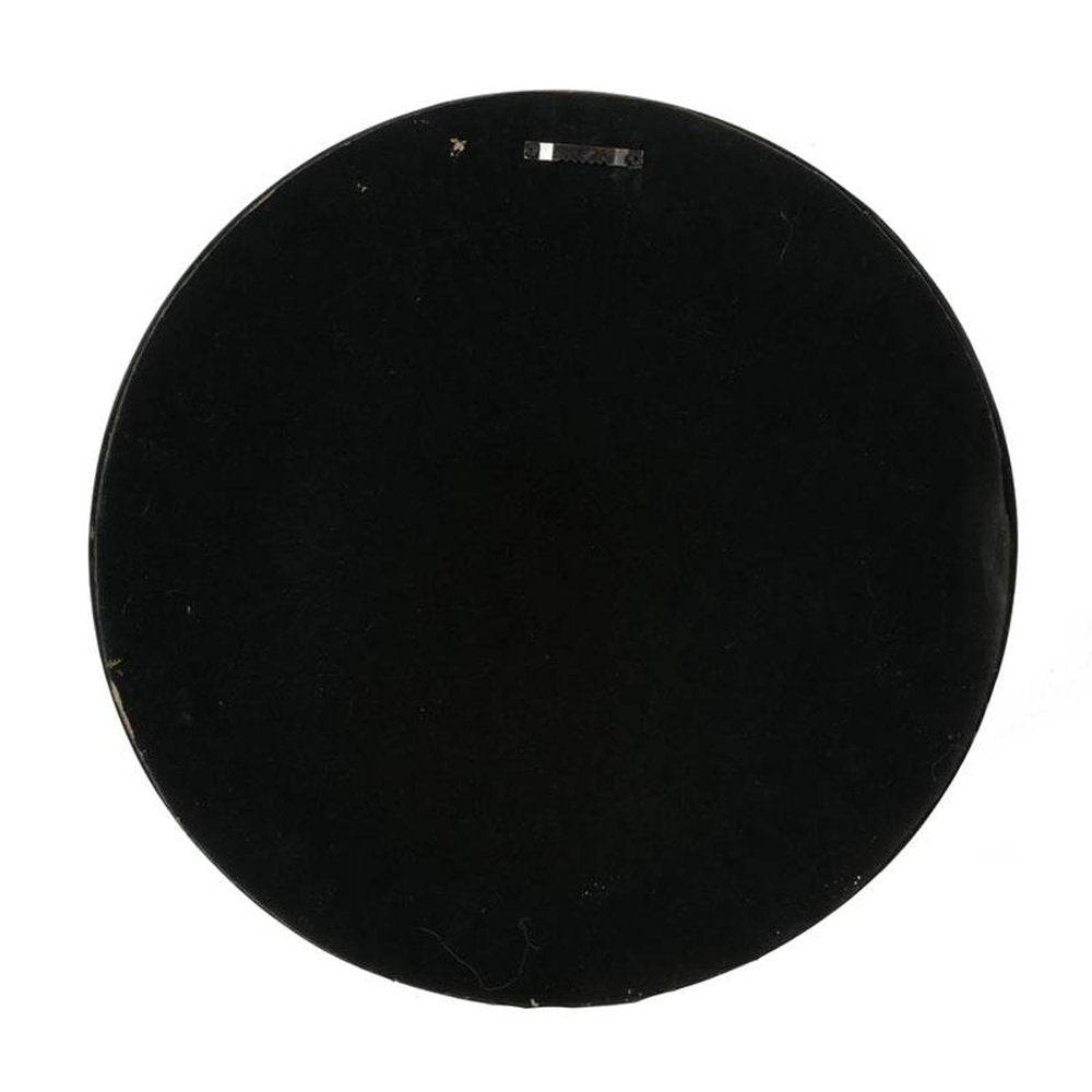 Dark Brown Distressed Wood Round Framed Accent Mirror - 24-inch
