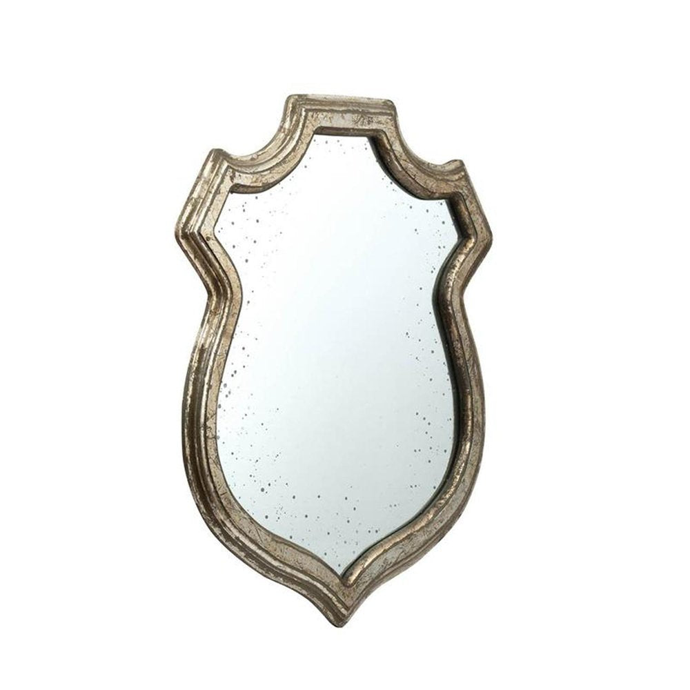 Silver Solid Wood Abstract Framed Accent Mirror - 24-inch