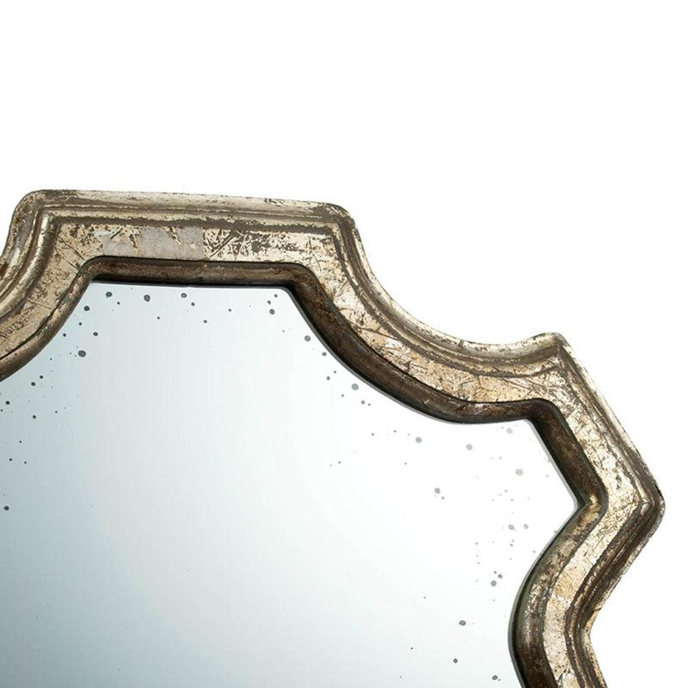 Silver Solid Wood Abstract Framed Accent Mirror - 24-inch