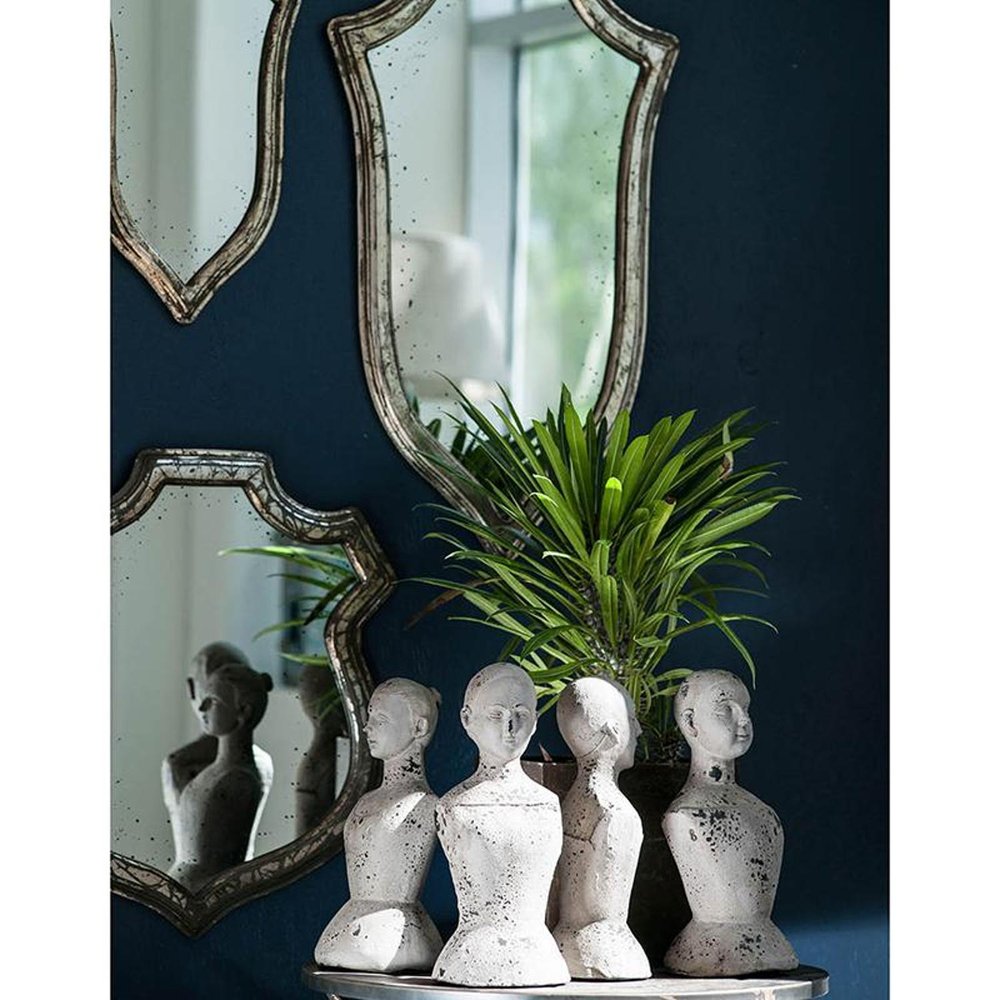 Silver Solid Wood Abstract Framed Accent Mirror - 24-inch