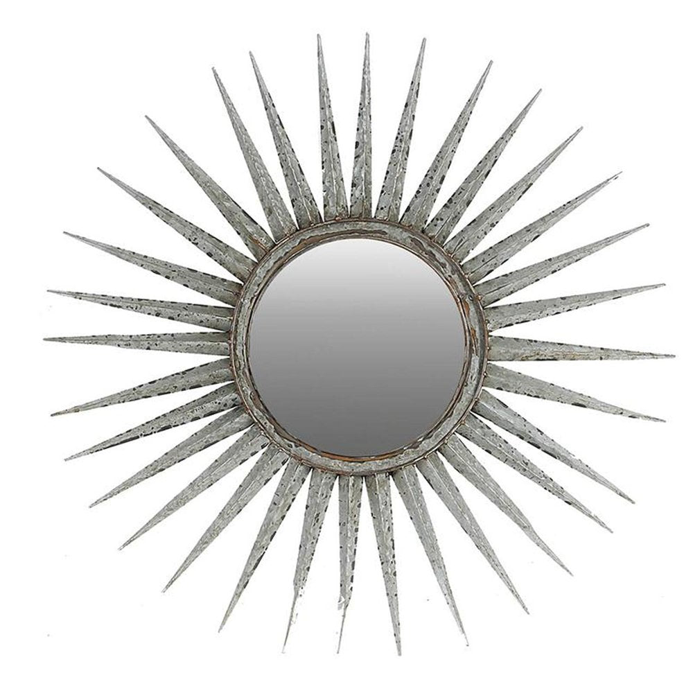 Silver Metal Sunburst Framed Accent Mirror - 30-inch