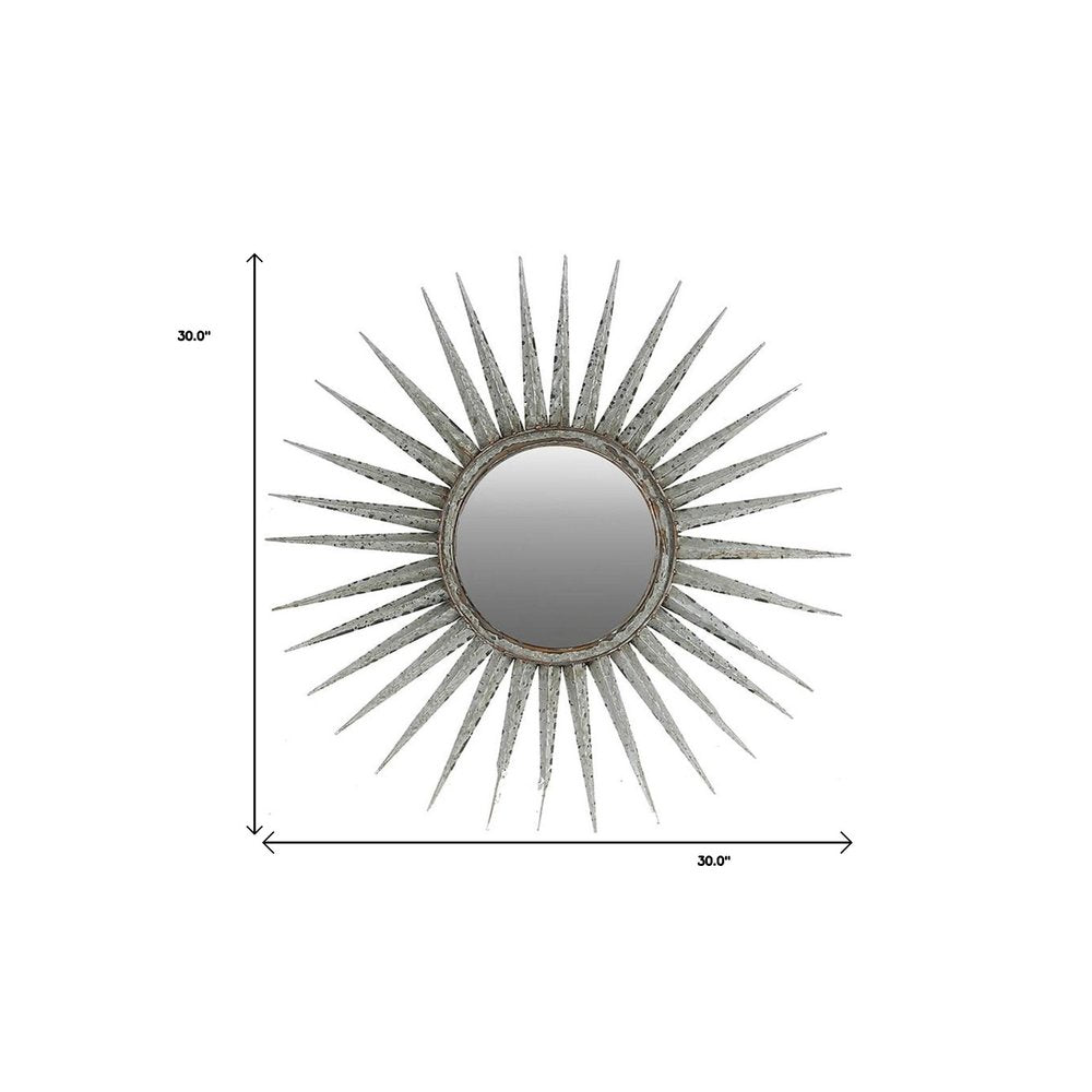 Silver Metal Sunburst Framed Accent Mirror - 30-inch