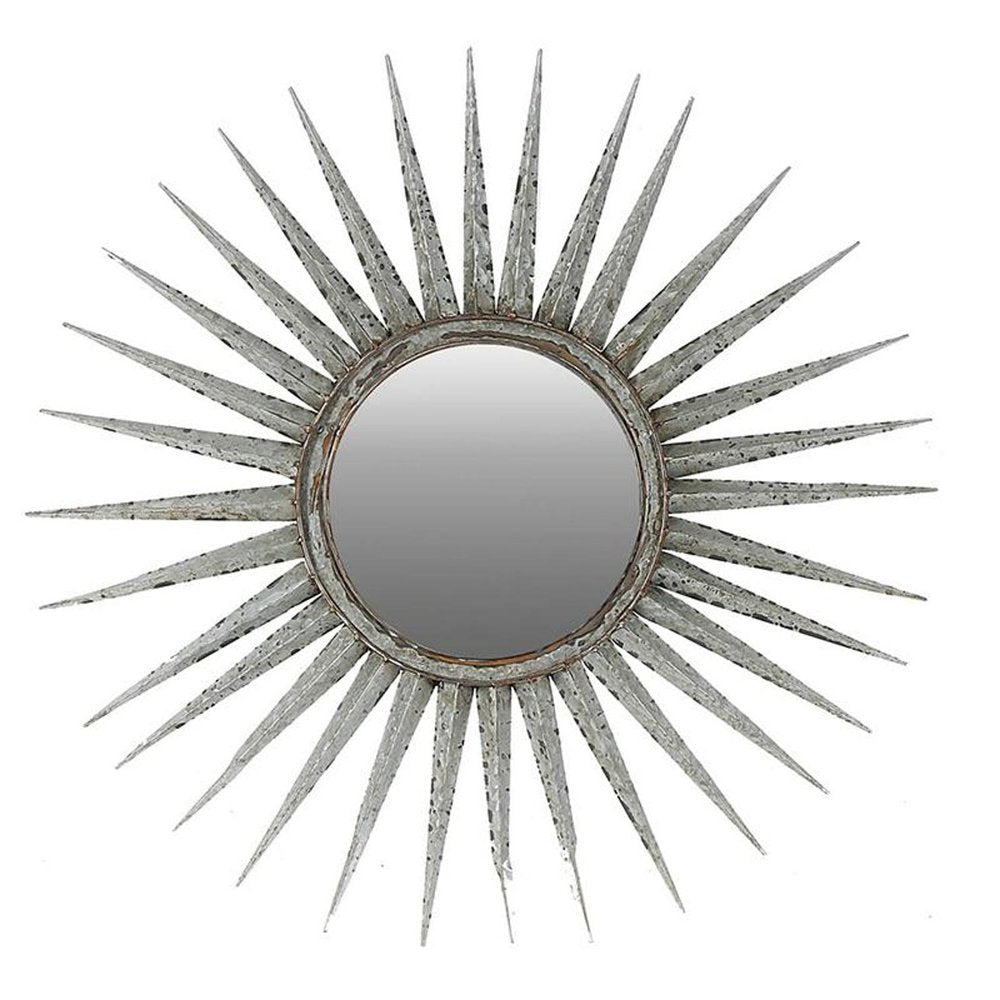 Silver Metal Sunburst Framed Accent Mirror - 30-inch
