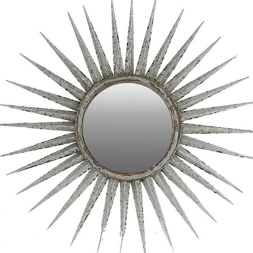 Silver Metal Sunburst Framed Accent Mirror - 30-inch