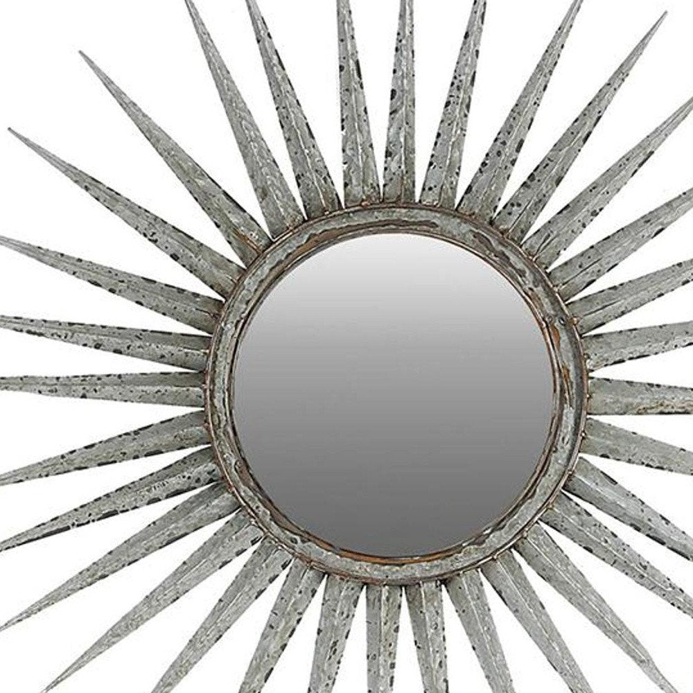 Silver Metal Sunburst Framed Accent Mirror - 30-inch