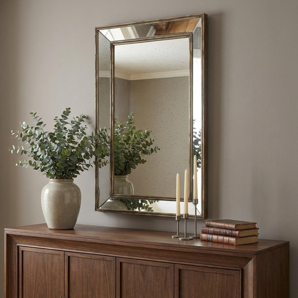 Silver Wood Framed Accent Mirror - 43-inch