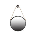 Black Fame Round Wall Hanging Accent Mirror with Rope - 30-inch