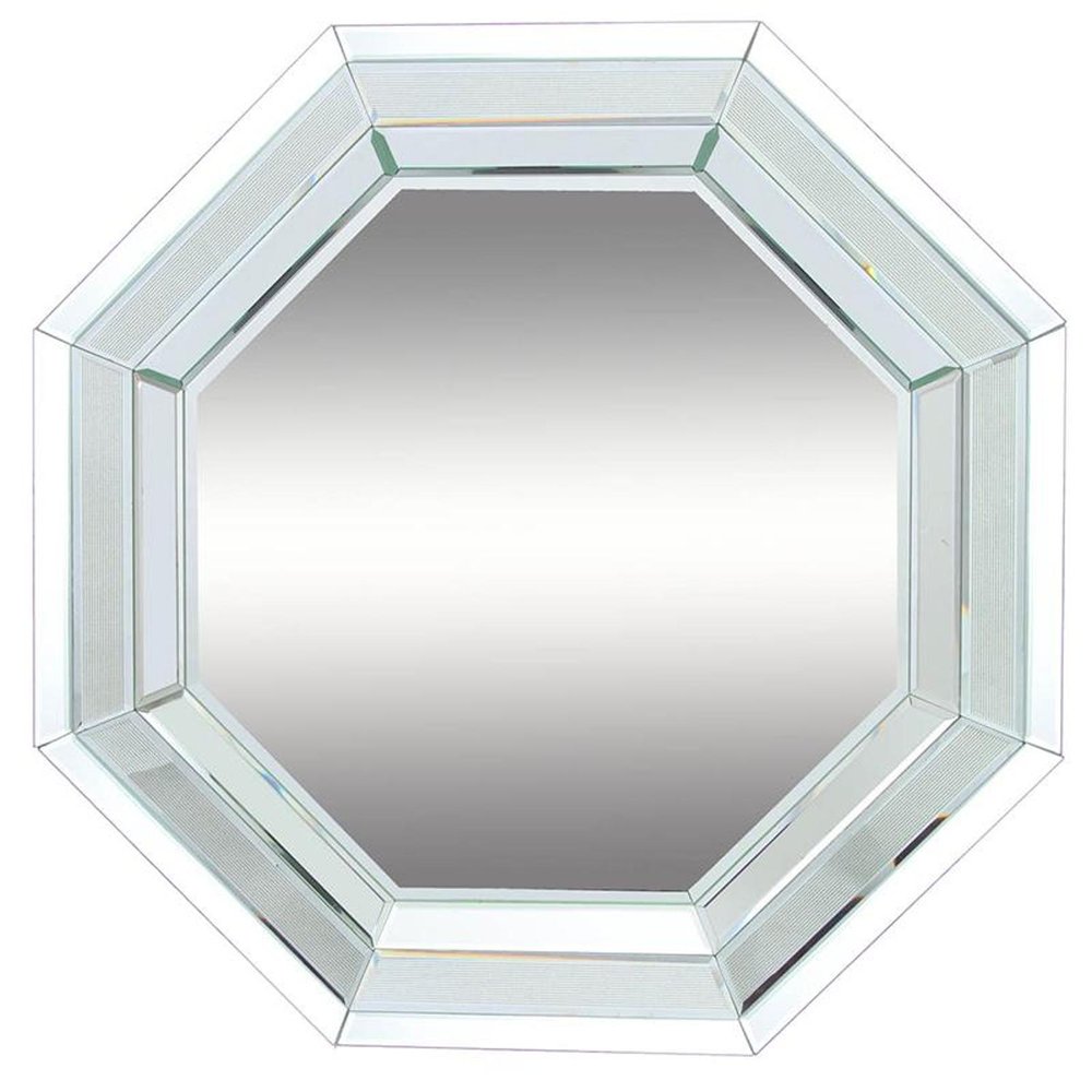 Silver Octagon Glass Framed Accent Mirror - 28-inch