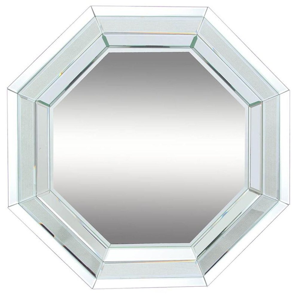 Silver Octagon Glass Framed Accent Mirror - 28-inch