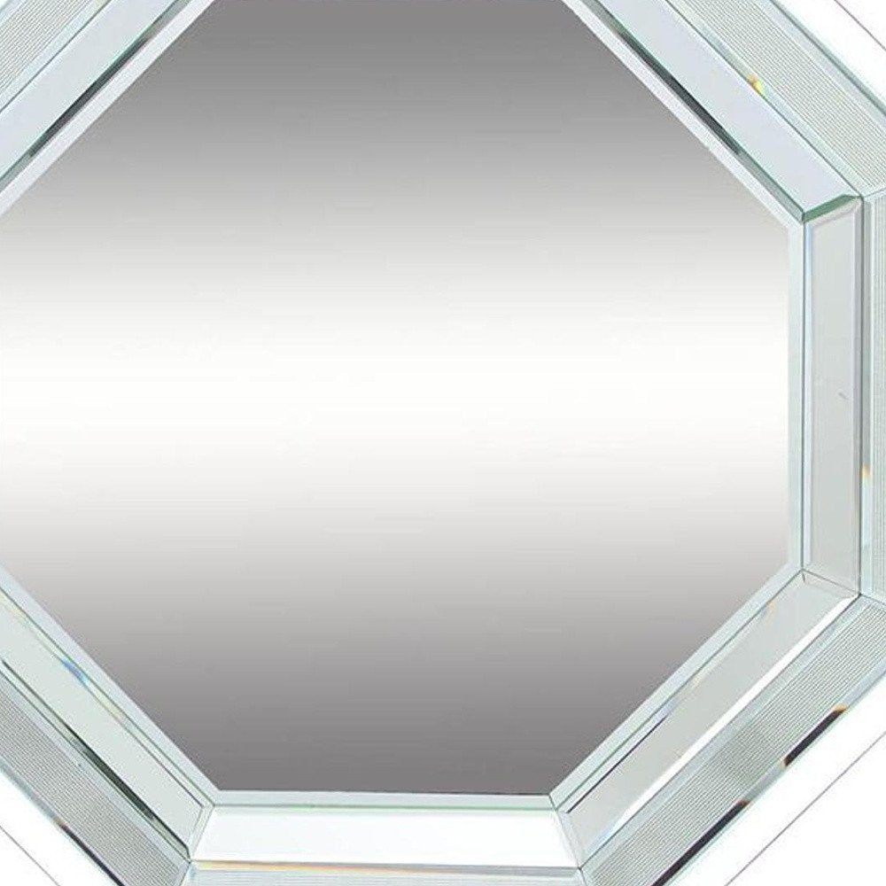 Silver Octagon Glass Framed Accent Mirror - 28-inch