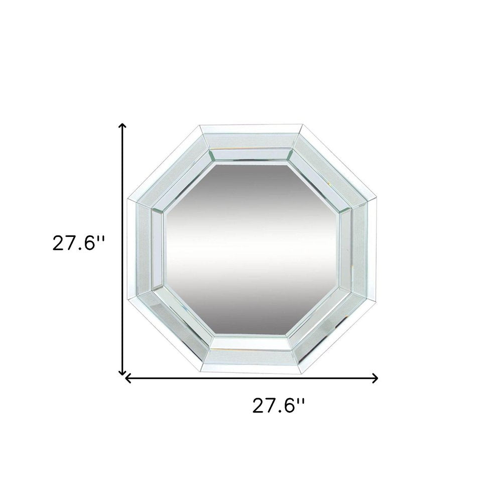 Silver Octagon Glass Framed Accent Mirror - 28-inch
