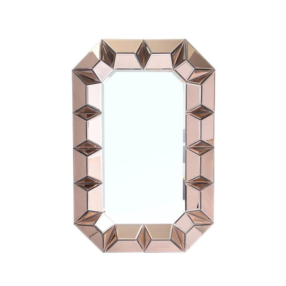 Rose Gold Glass Abstract Ornate Framed Accent Mirror - 35-inch