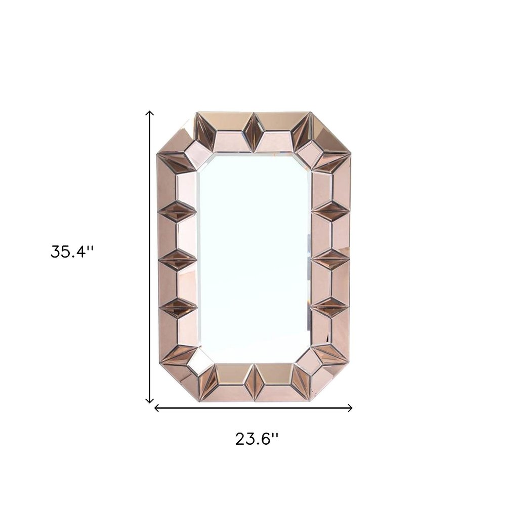 Rose Gold Glass Abstract Ornate Framed Accent Mirror - 35-inch